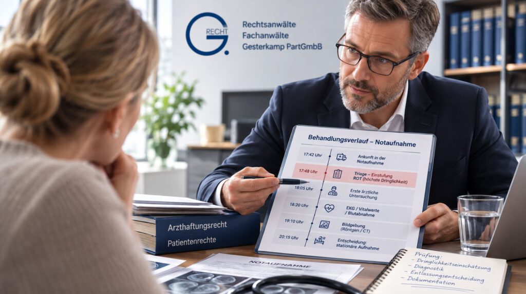 Zeitachse der Notaufnahme rechtlich auswerten